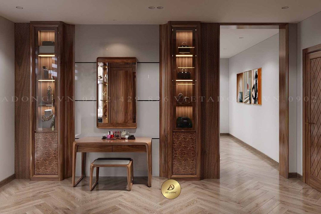 Bàn trang điểm gỗ óc chó BTD-14